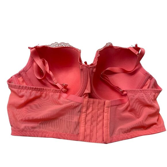 Cacique Lightly Lined Balconette Bra Seriously Sexy Coral Orange Size 42C Wired - Picture 5 of 6